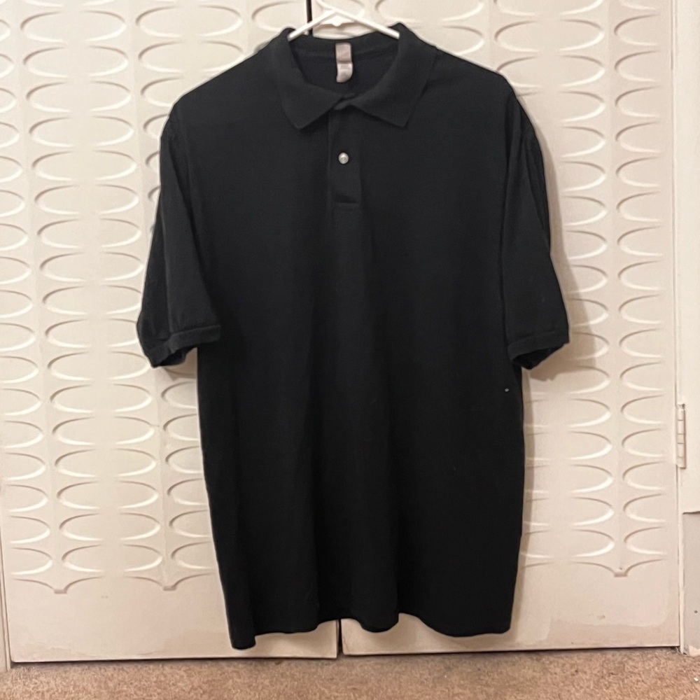 Jerzees Men’s Black Polo Button Shirt 50% Cotton 50% Polyester, Size Large